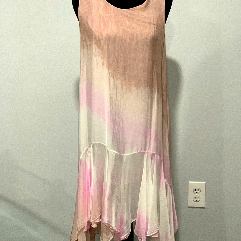 Sheer Lightweight Sexy Dress almost blended with pink, taupe and cream.